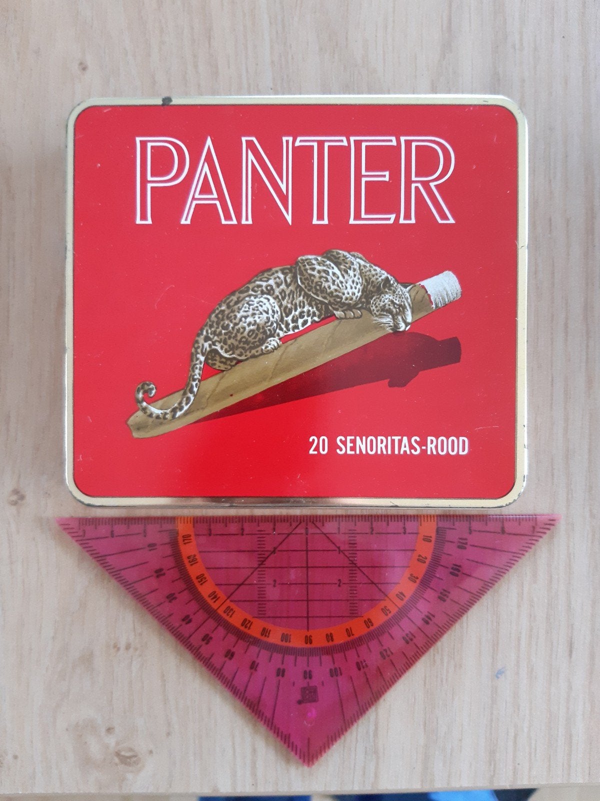 Vintage Panter Sigarenblikje - 20 Senoritas-Rood, Ophalen of Verzenden, Gebruikt, Overige, Overige merken