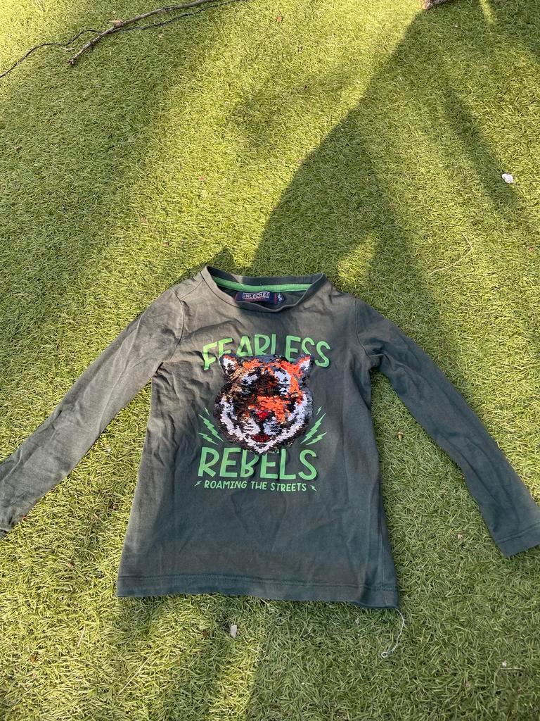 Unlocked T-shirt lange mouwen tijger pailletten 104/110, Ophalen of Verzenden, Gebruikt