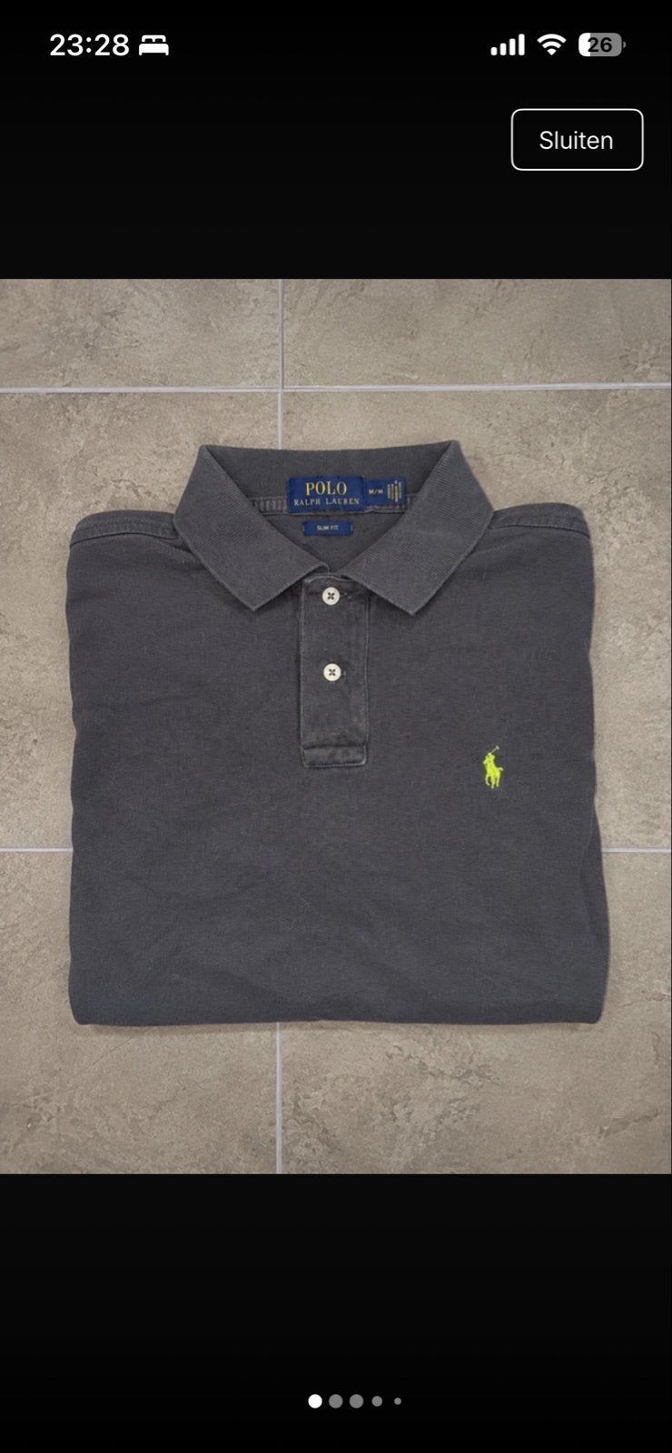 Ralph Lauren Polo Shirt - Grijs met neon logo, Ophalen of Verzenden, Gedragen, Maat 48/50 (M), Grijs