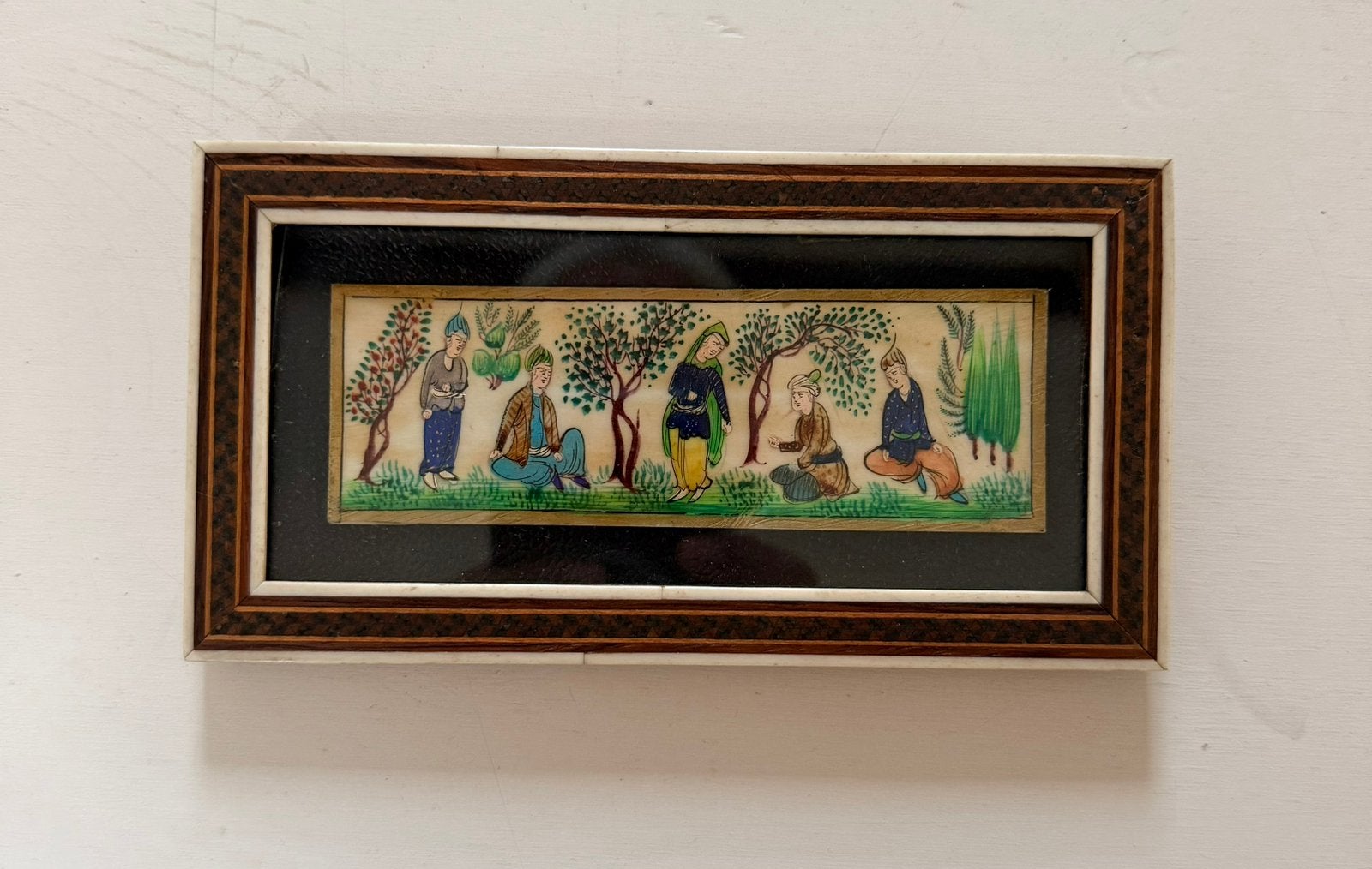 Vintage Persian Khatam Kari Hand-Painted Miniature., Antiek en Kunst, Ophalen of Verzenden