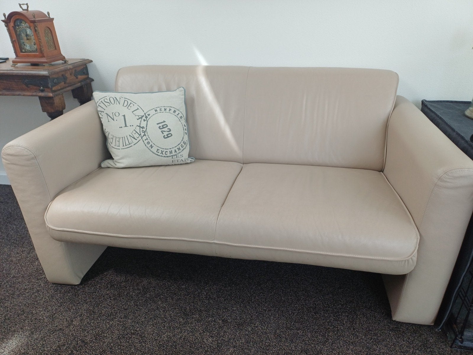 Bank tweezitsbank leer beige, Ophalen