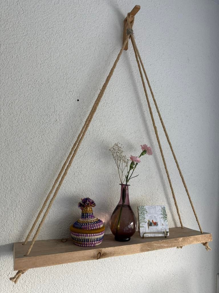 Wandplank met touw, Ophalen of Verzenden, Gebruikt