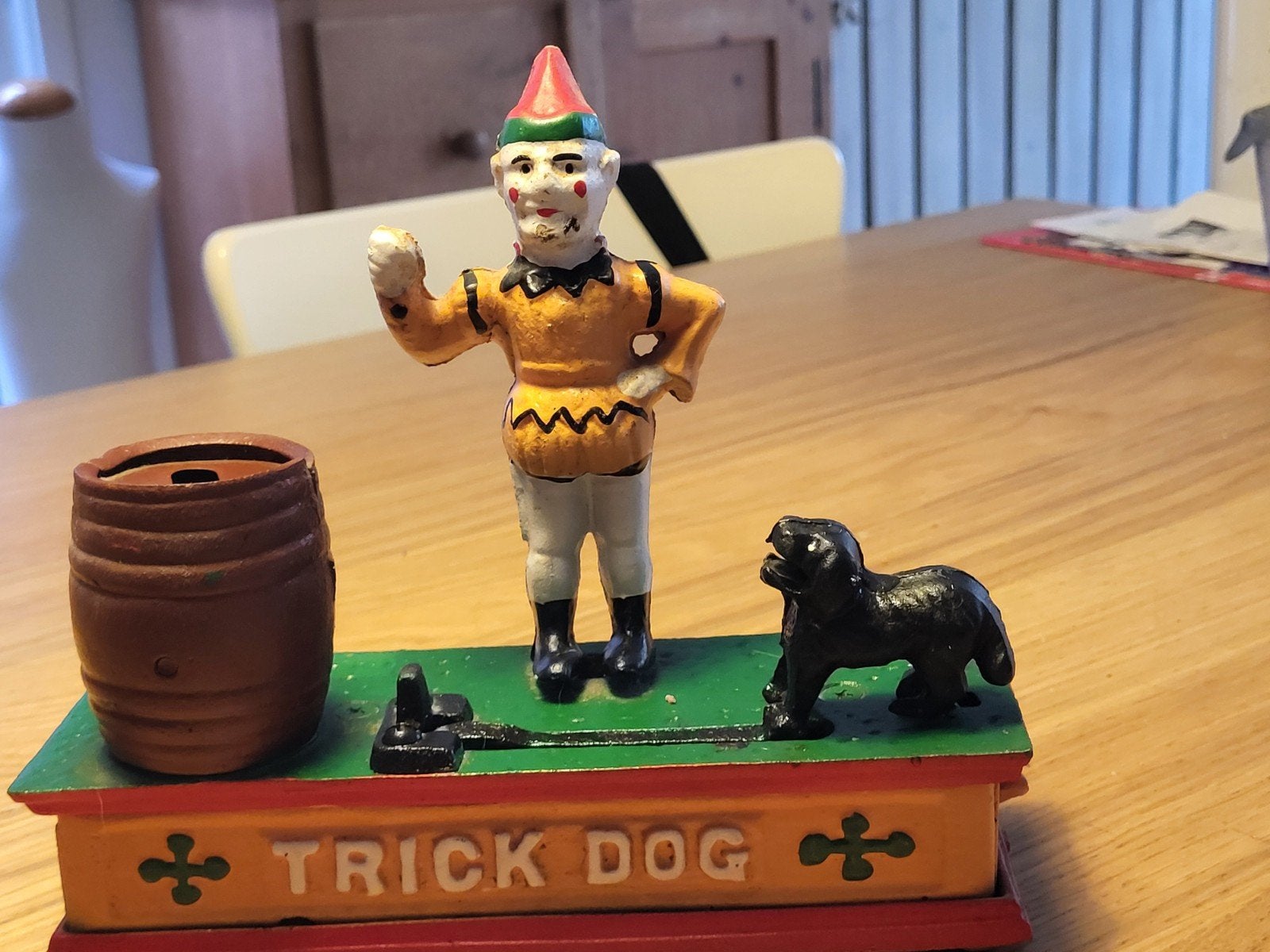 Antieke Trick Dog spaarpot - mechanisme werkt, Ophalen of Verzenden, Gebruikt
