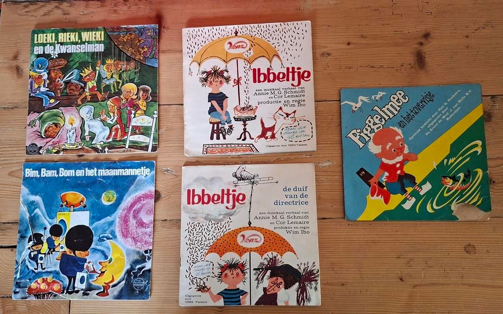 Reclame 5 luister singles : piggelmee/biotex/ ibbeltje, Ophalen of Verzenden, Gebruikt