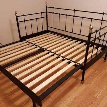 Ikea SVELVIK bed uitschuifbaar, Ophalen, Eenpersoons, Zwart, 80 cm