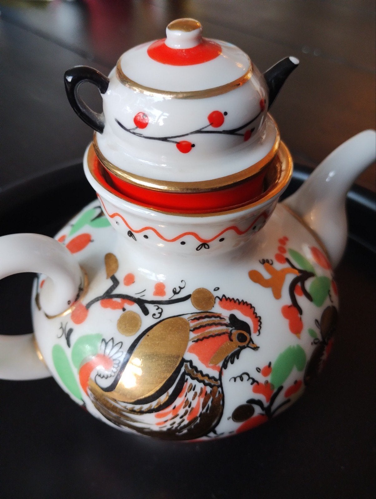 Made in USSR -  lomonov theepotje red rooster .Larisa, Ophalen of Verzenden