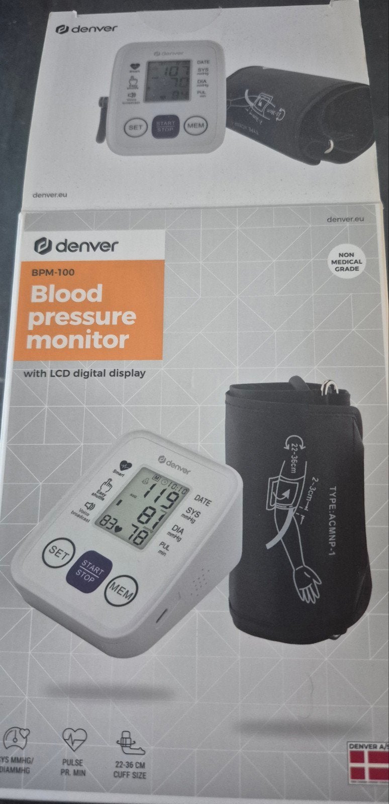 Denver BPM-100 Bloeddrukmeter - Nieuwstaat, incl. batterijen, Ophalen of Verzenden, Zo goed als nieuw, Overige typen