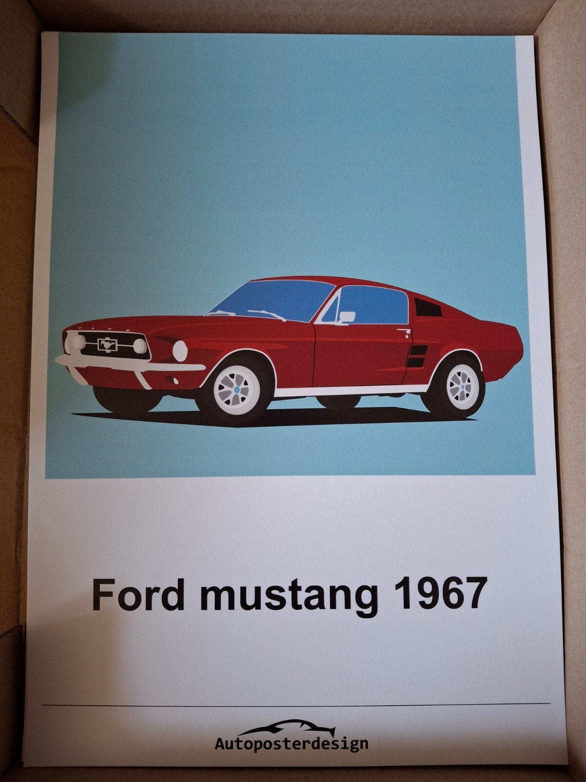 Ford Mustang 1967 Poster A4 formaat (20x), Ophalen of Verzenden, Nieuw, Auto's