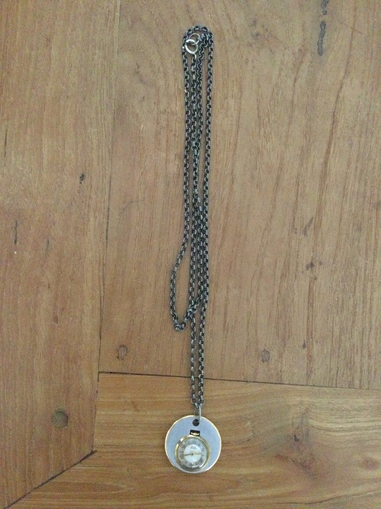 Hanghorloge met halsbandketting merk Cord, Staal, Zakhorloge, Gebruikt, Staal