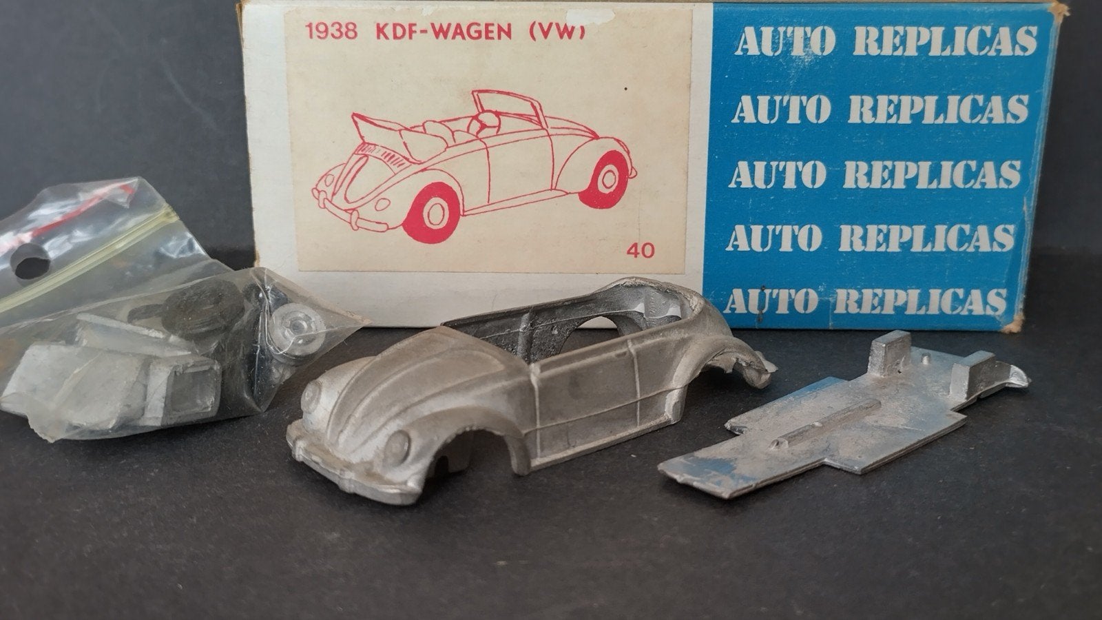 Volkswagen VW KDF Cabrio 1938 1:43 Auto Replicas Kit Pol, Overige merken, Auto, ., Ophalen of Verzenden