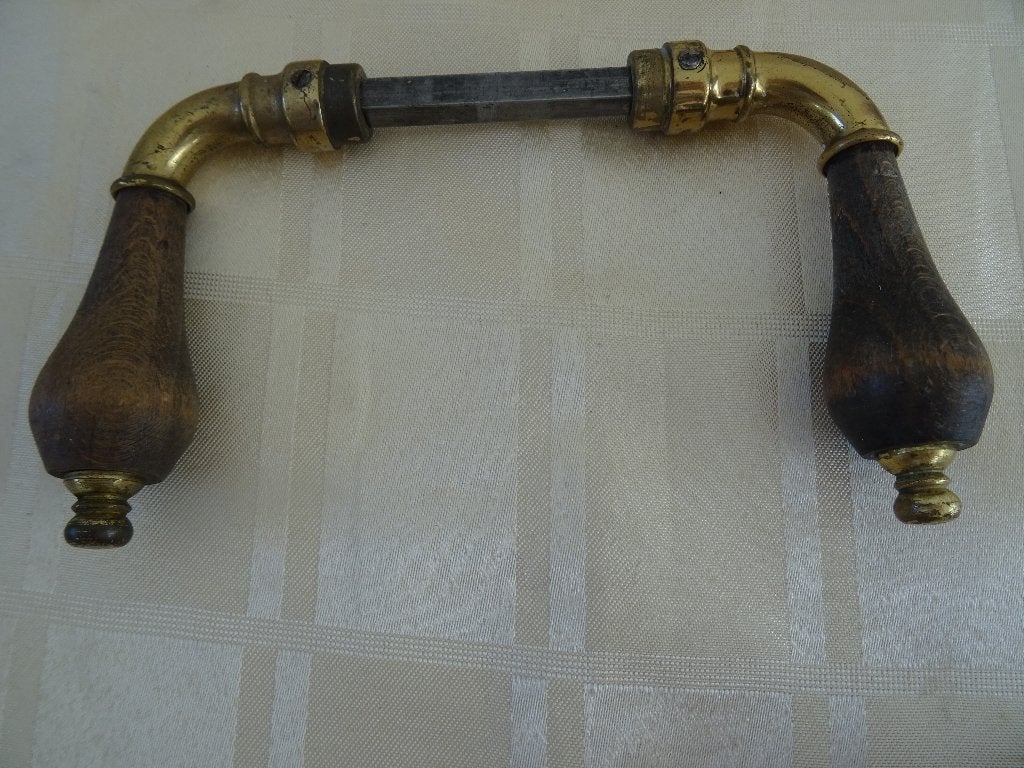 antieke deurklink koper hout jugendstil boerderij klink deur, Ophalen of Verzenden