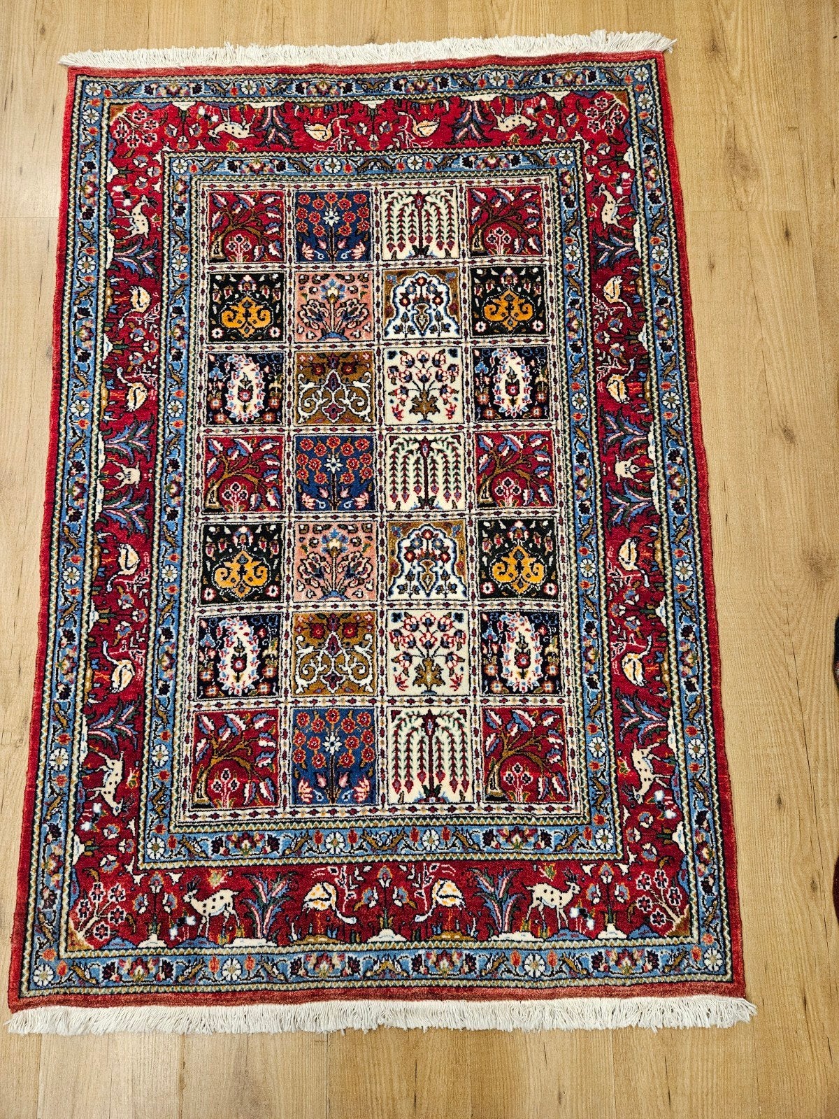 Vintage handgeknoopt perzisch tapijt moud 151x100, Info@SlatsAntiek.nl, Tweedehands, 100 tot 150 cm, Perzisch