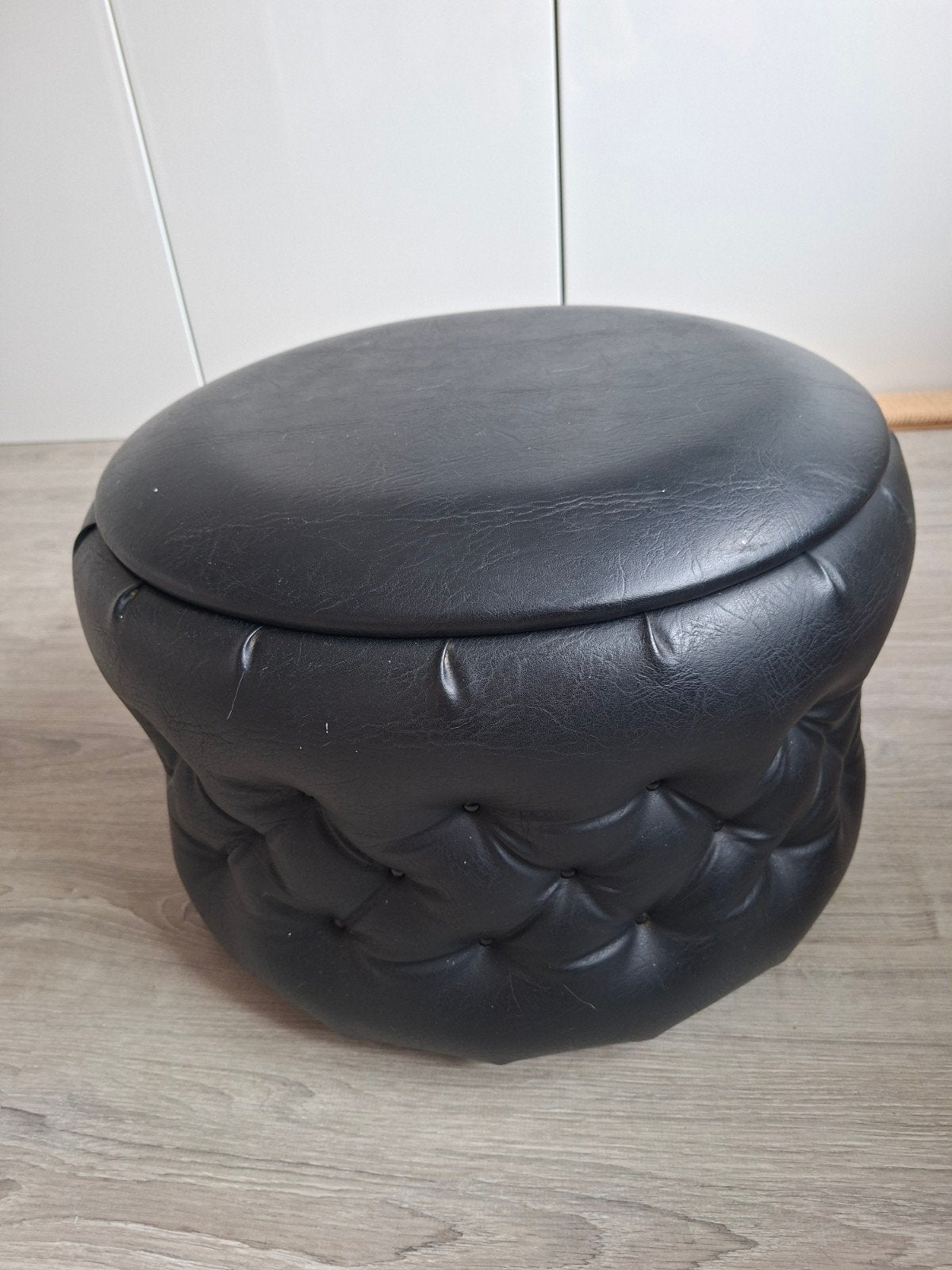 vintage opberg poef, Ophalen, Minder dan 50 cm, Gebruikt, Rond