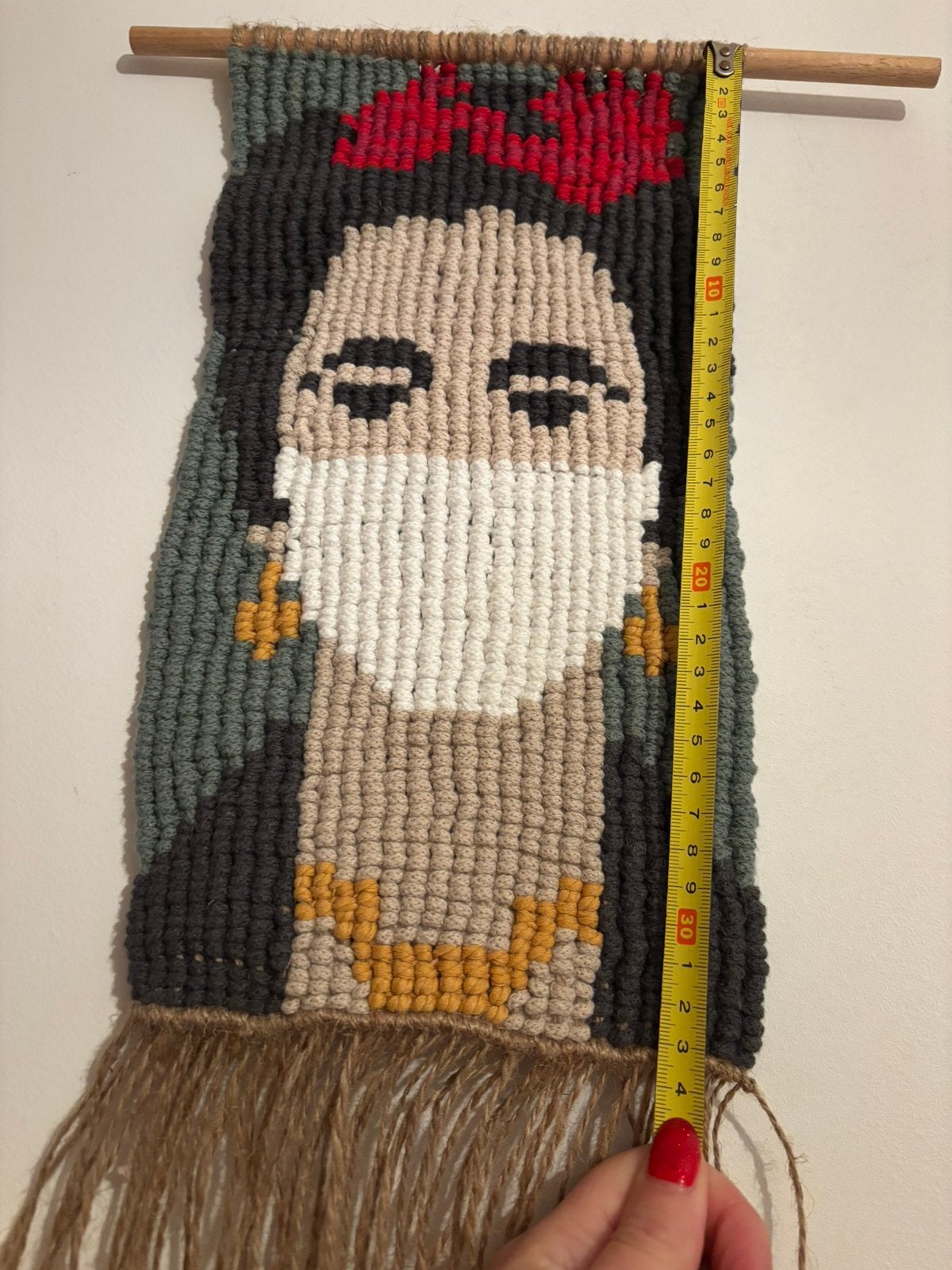 Uniek handgemaakt macramé wandkleed ~ Frida Kahlo, Ophalen of Verzenden, Zo goed als nieuw, Handborduren, Overige typen