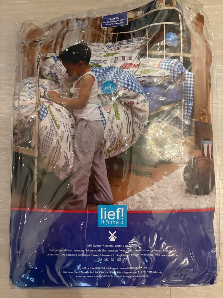 Lief! Lifestyle eenpersoons dekbedovertrek met vissen, Eenpersoons, Blauw, Dekbedovertrek, Nieuw