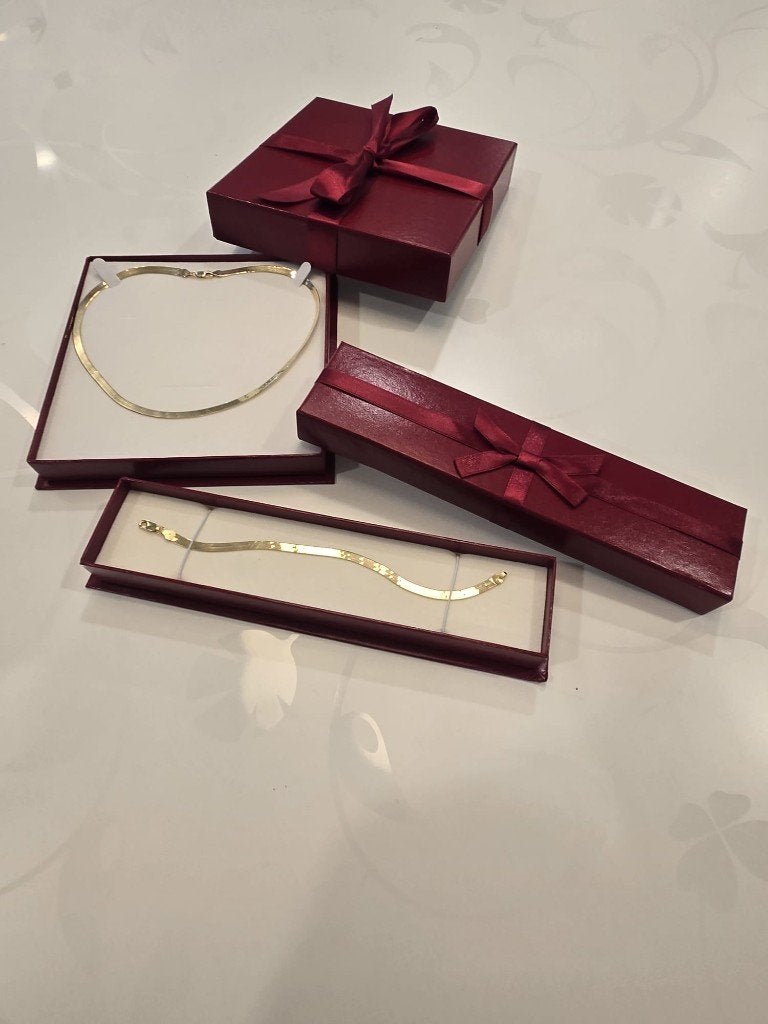 14K Gouden Herringbone Ketting & Armband Set - Nieuw, Ophalen of Verzenden, Nieuw, Goud, Goud