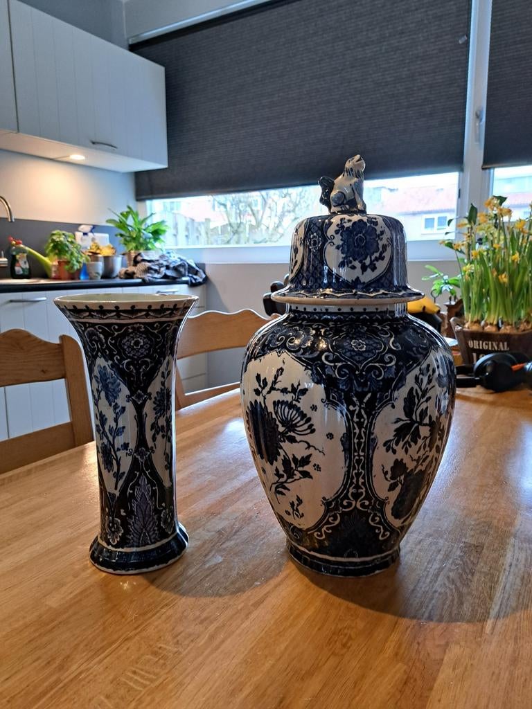 Delfts Blauw Vaas en Pot - Boch Royal Sphinx, Antiek en Kunst, Antiek | Vazen, Ophalen