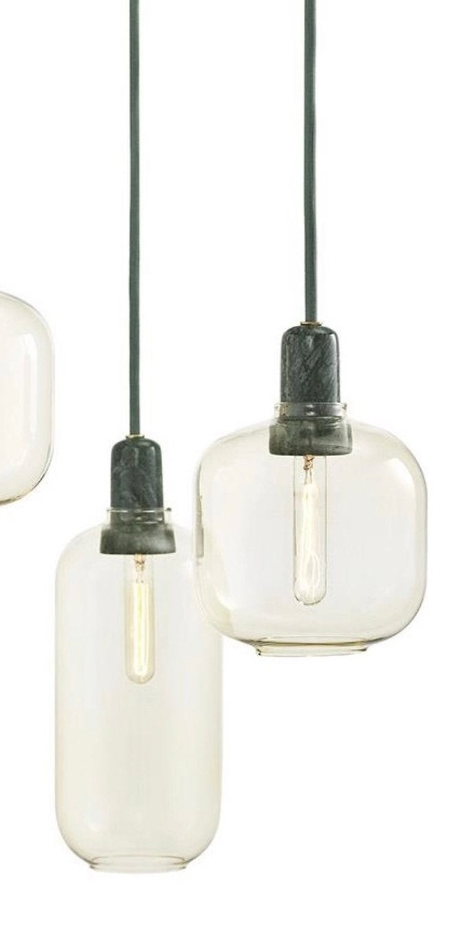 Normann Copenhagen Amp Hanging Lamp S + L Green Marble, Ophalen, Gebruikt, Glas, E27 (groot)