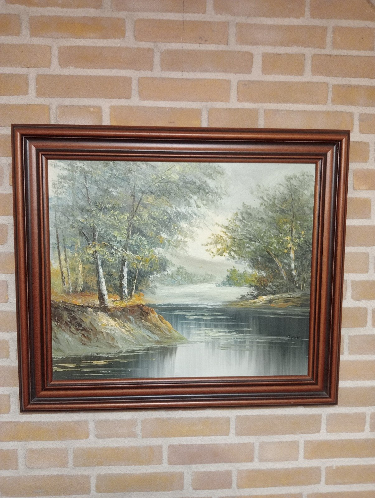 J. Kok – olieverfschilderij boslandschap aan het water, Ophalen of Verzenden