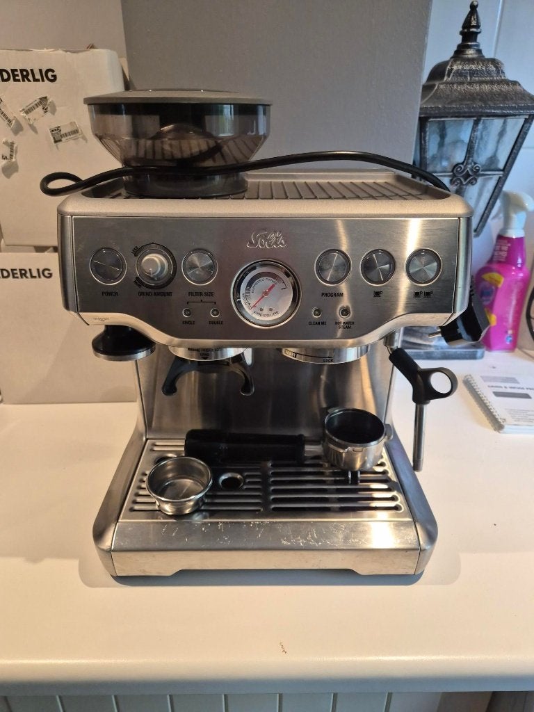 Solis Grind & Infuse Pro 115A RVS compleet, werkt uitstekend, Witgoed en Apparatuur, Gebruikt, Espresso apparaat, 10 kopjes of meer