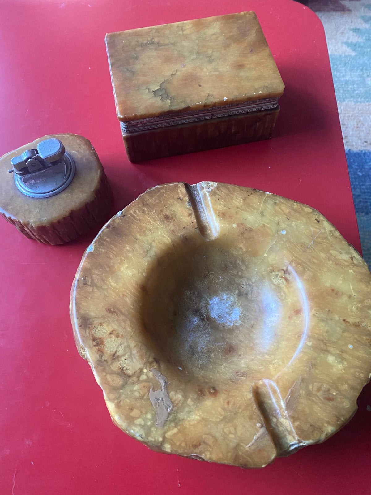 Alabaster rokers set hand made in italy, Ophalen of Verzenden, Gebruikt, Rond, Overige materialen