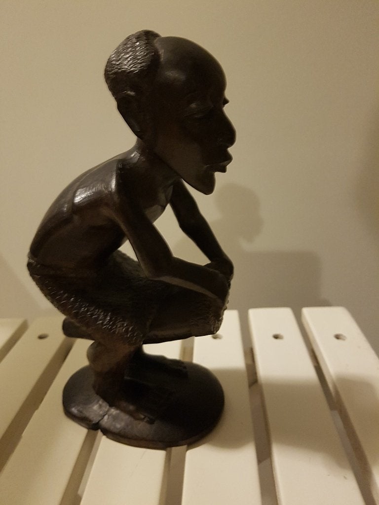 Vintage houten Afrikaanse kunstsculptuur, Overige onderwerpen, Minder dan 20 cm, Ophalen of Verzenden, Beeld