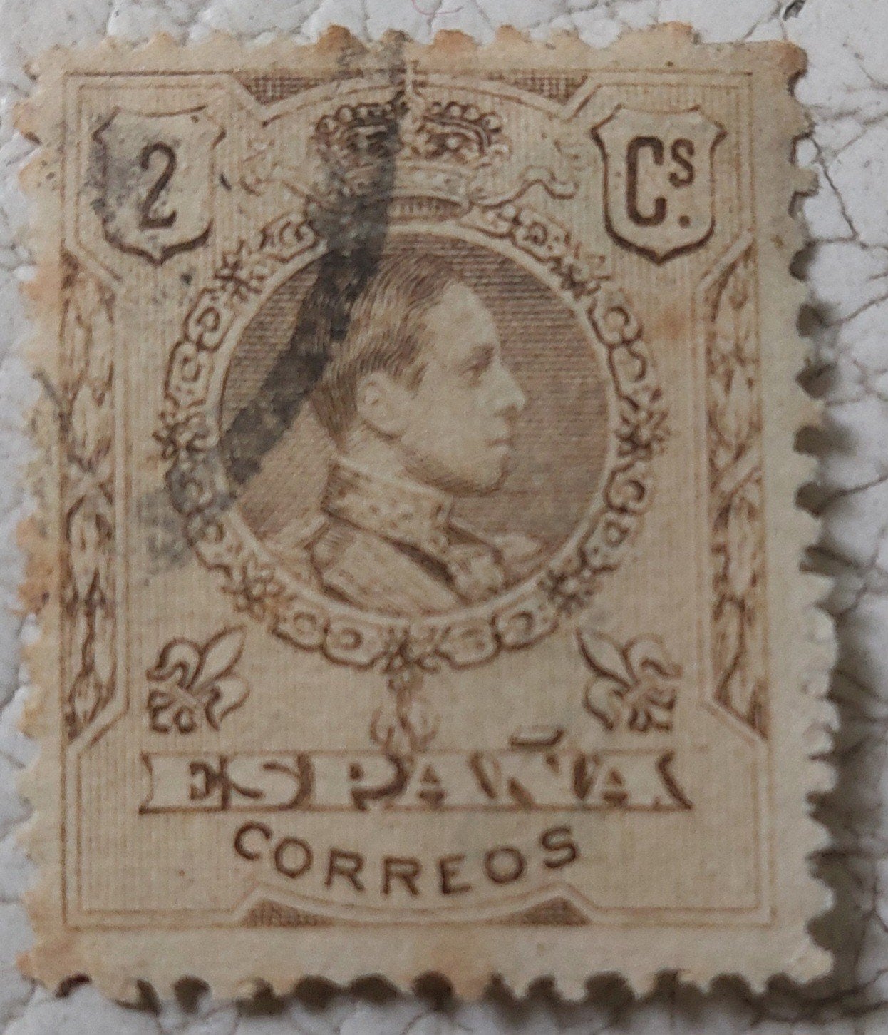 Zeldzame Spaanse postzegel Alfonso XIII 2 centimos 1920, Postzegels en Munten, Ophalen of Verzenden
