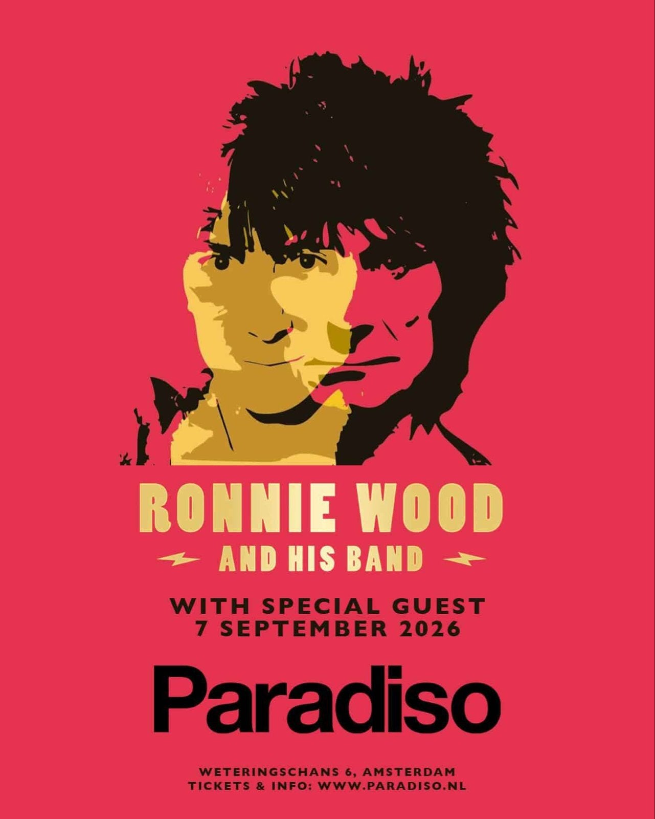 Ronnie Wood 1 ticket Paradiso Amsterdam, Eén persoon, September