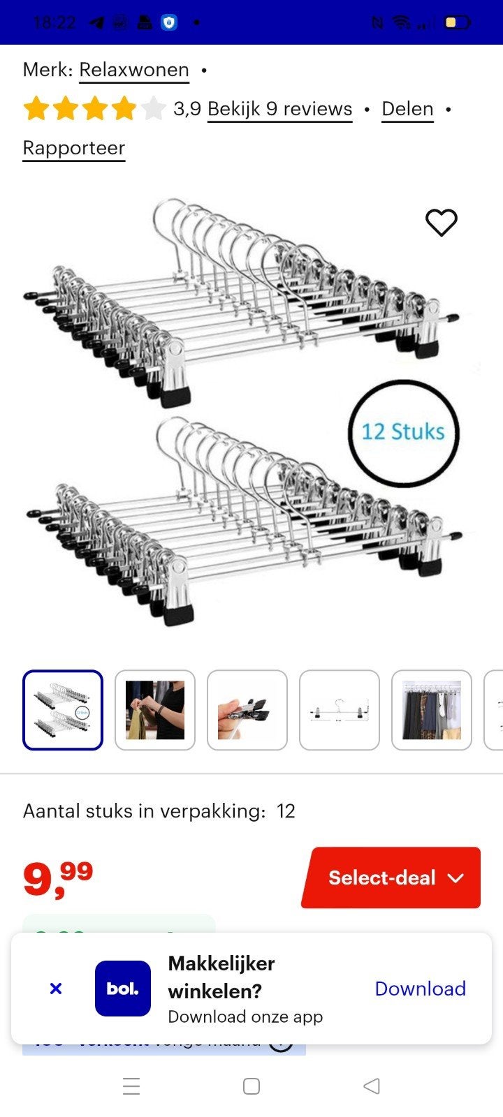 Nieuw 11 knijp hangers, broek/rok met antislip, Kleding | Dames, Kledinghangers, Ophalen of Verzenden, Nieuw, Metaal