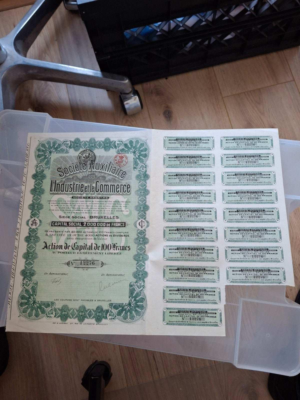 Aandeel: Societe Auxiliaire de l'Industrie et du C, Ophalen of Verzenden, Voor 1920, Aandeel