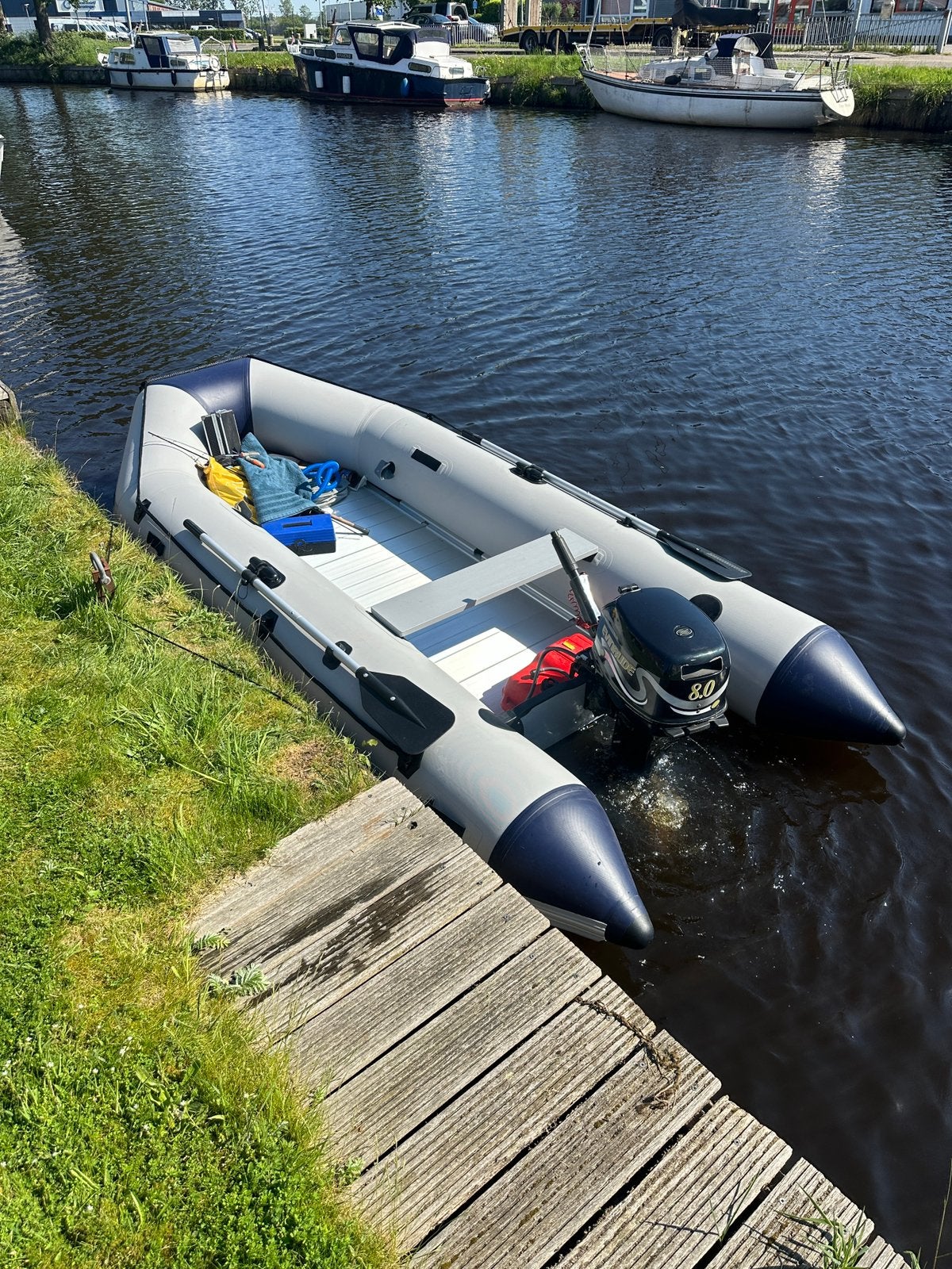 Rubberboot met 8pk evinrude, Ophalen, Zo goed als nieuw, Aluminium