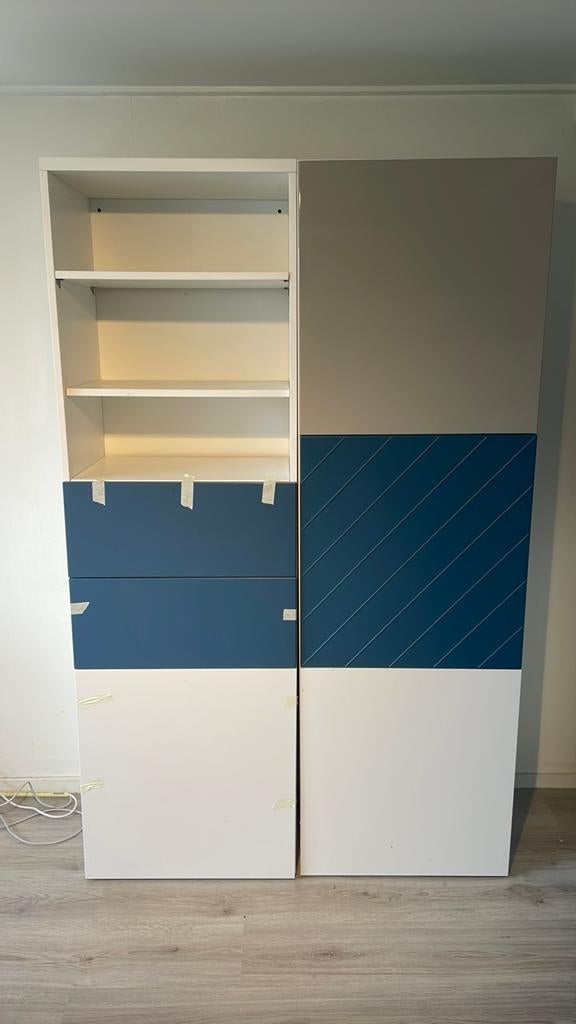 Ikea kast Besta 2 hoge kasten met planken, deuren en laden., Huis en Inrichting, Kasten | Boekenkasten, Ophalen, Overige materialen
