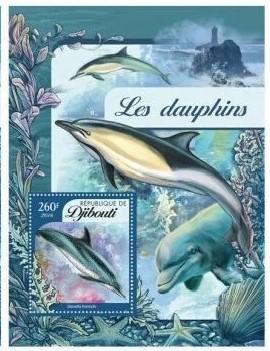 DOLFIJNEN- prachtig bl. v DJIBOUTI-12, Verzenden, Postfris, Dier of Natuur