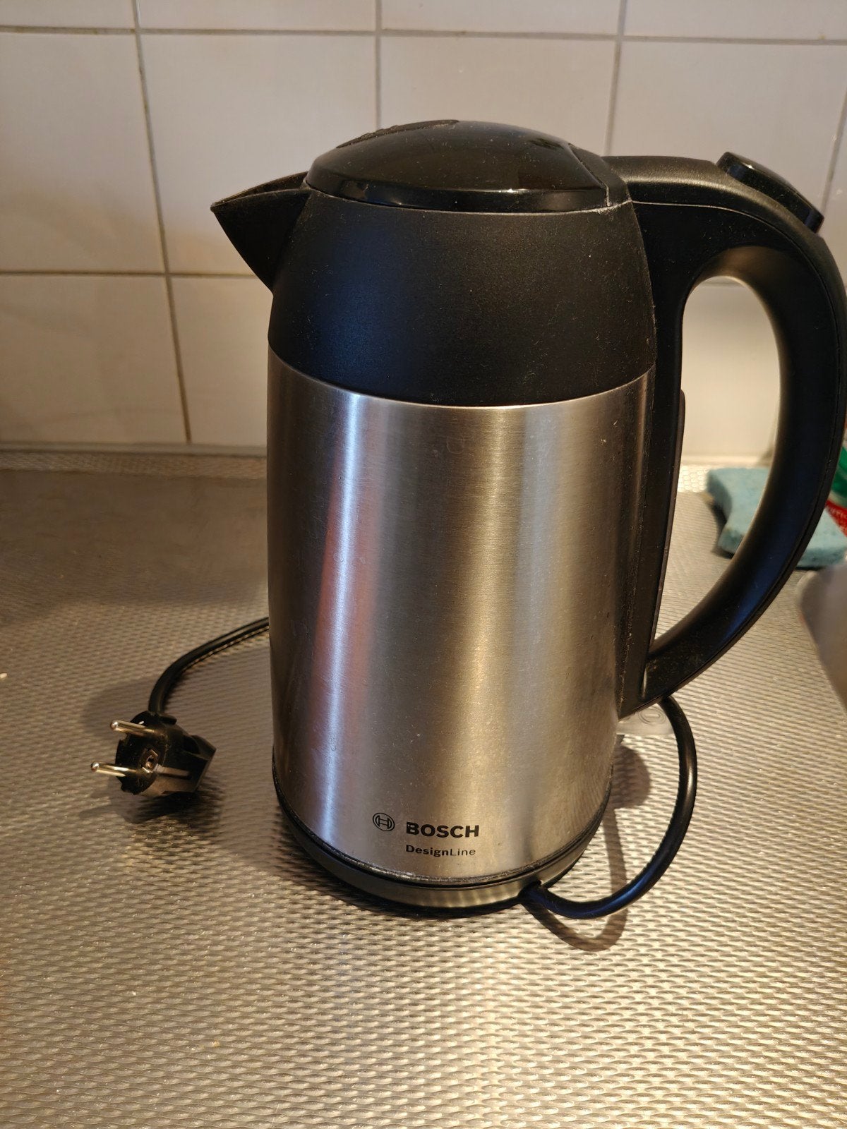 Bosch DesignLine waterkoker - RVS, 1.7L, Witgoed en Apparatuur, 1 tot 2 liter, Ophalen of Verzenden, Gebruikt, Draadloos