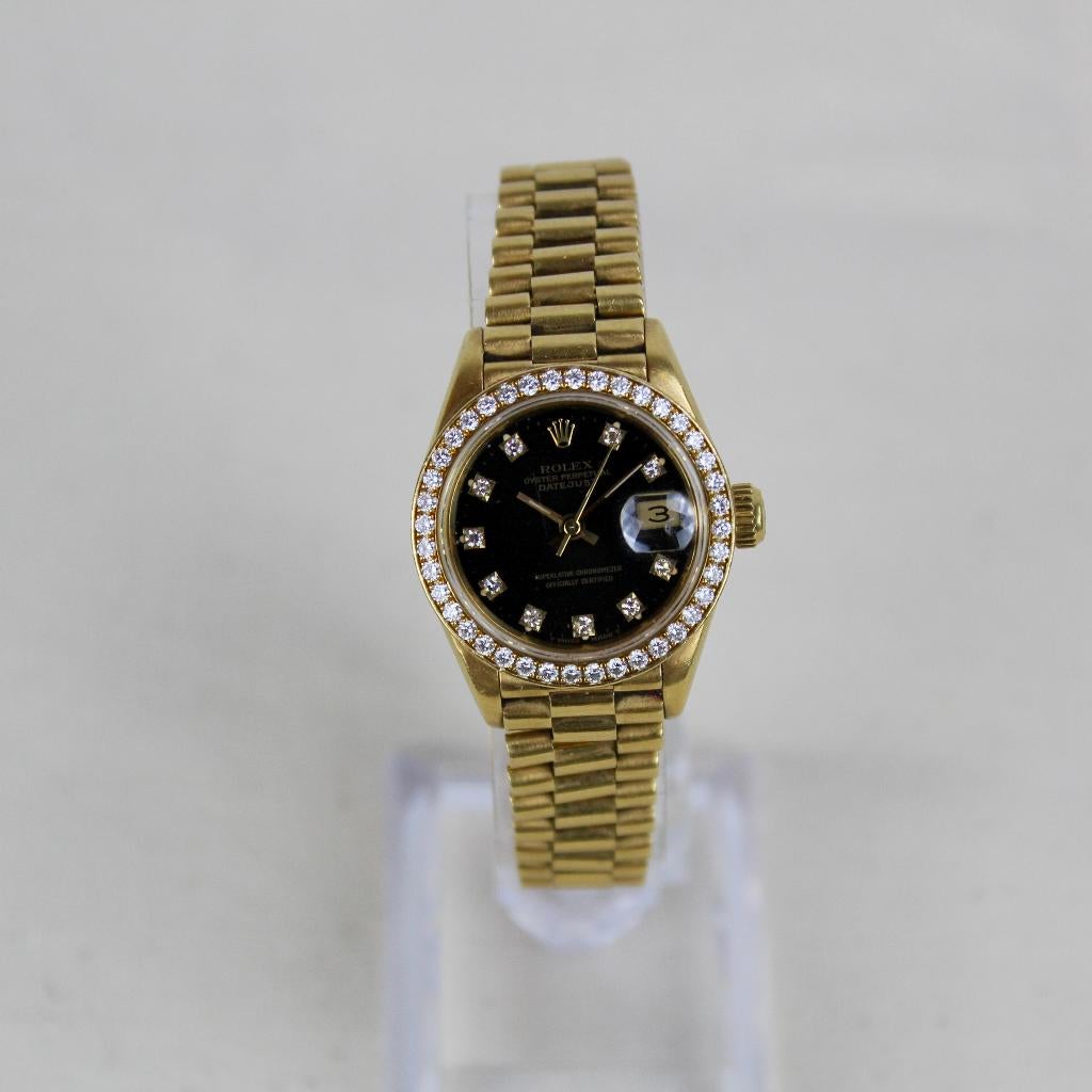 Rolex Lady Datejust - 69178 - Zwarte Wijzerplaat, Sieraden, Tassen en Uiterlijk, Horloges | Dames, Rolex, Gebruikt, Rolex, Rolex