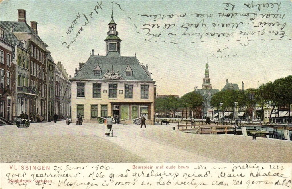 Vlissingen - Beursplein met oude beurs - 1906 gelopen, Verzenden, Voor 1920, Gelopen, Zeeland