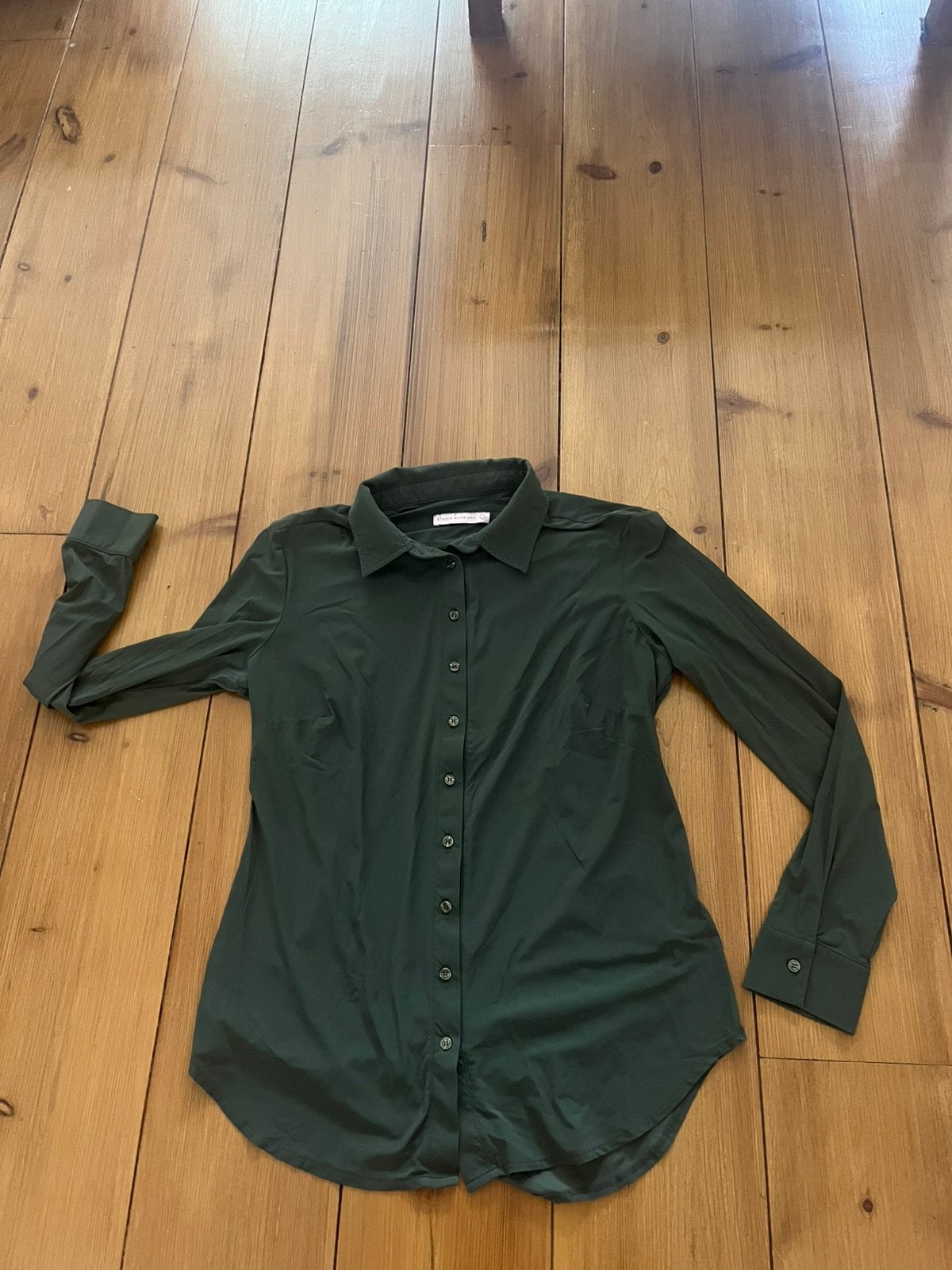 Mooie armygroene travelstof blouse Studio Anneloes, L, Verzenden, Zo goed als nieuw, Maat 42/44 (L), Groen