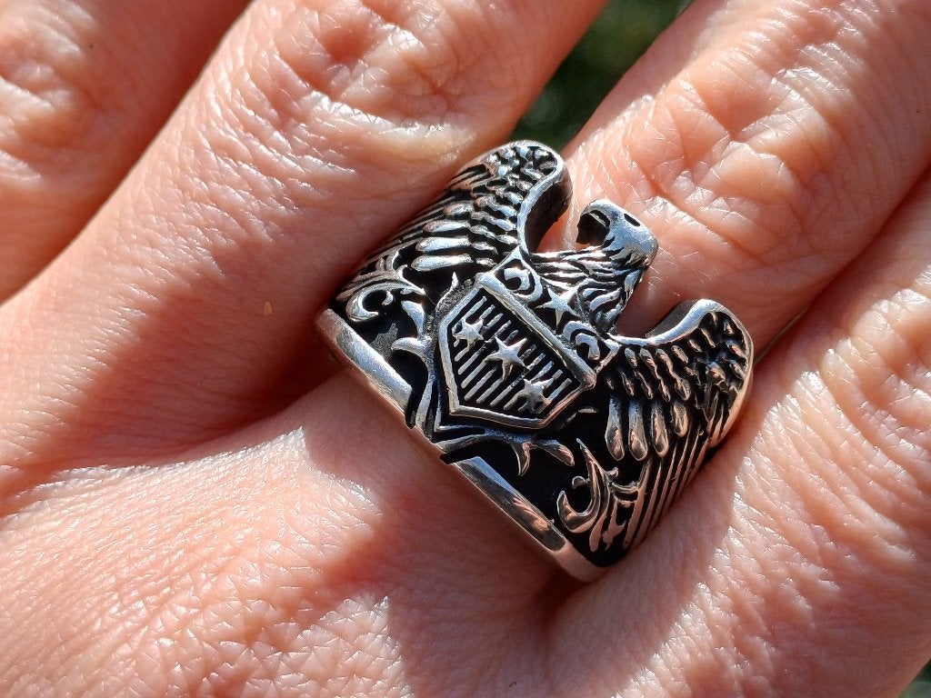 Vanoli - 925 zilver heren ring eagle adelaar maat 20,5, Vanoli, 20 of groter, Amsterdam, Heer