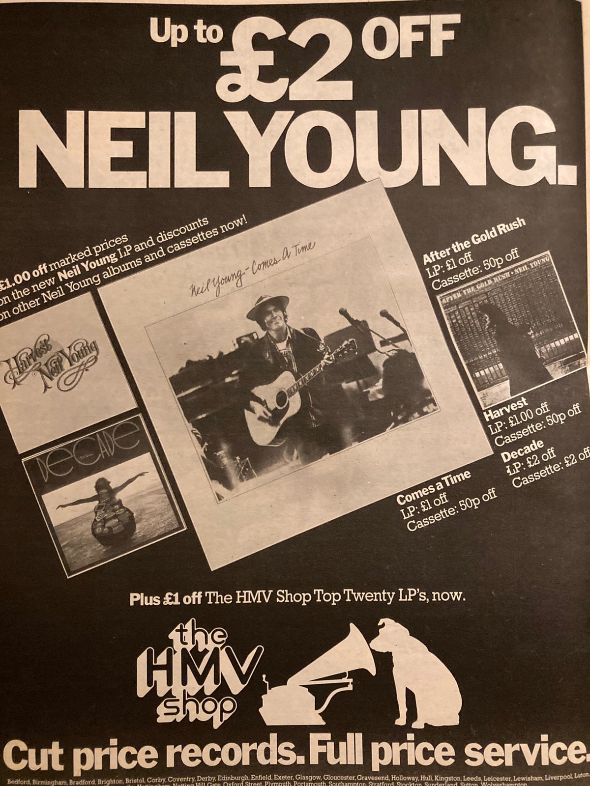 Paginagrote A3 advertentie NEIL YOUNG release, Ophalen of Verzenden, Zo goed als nieuw