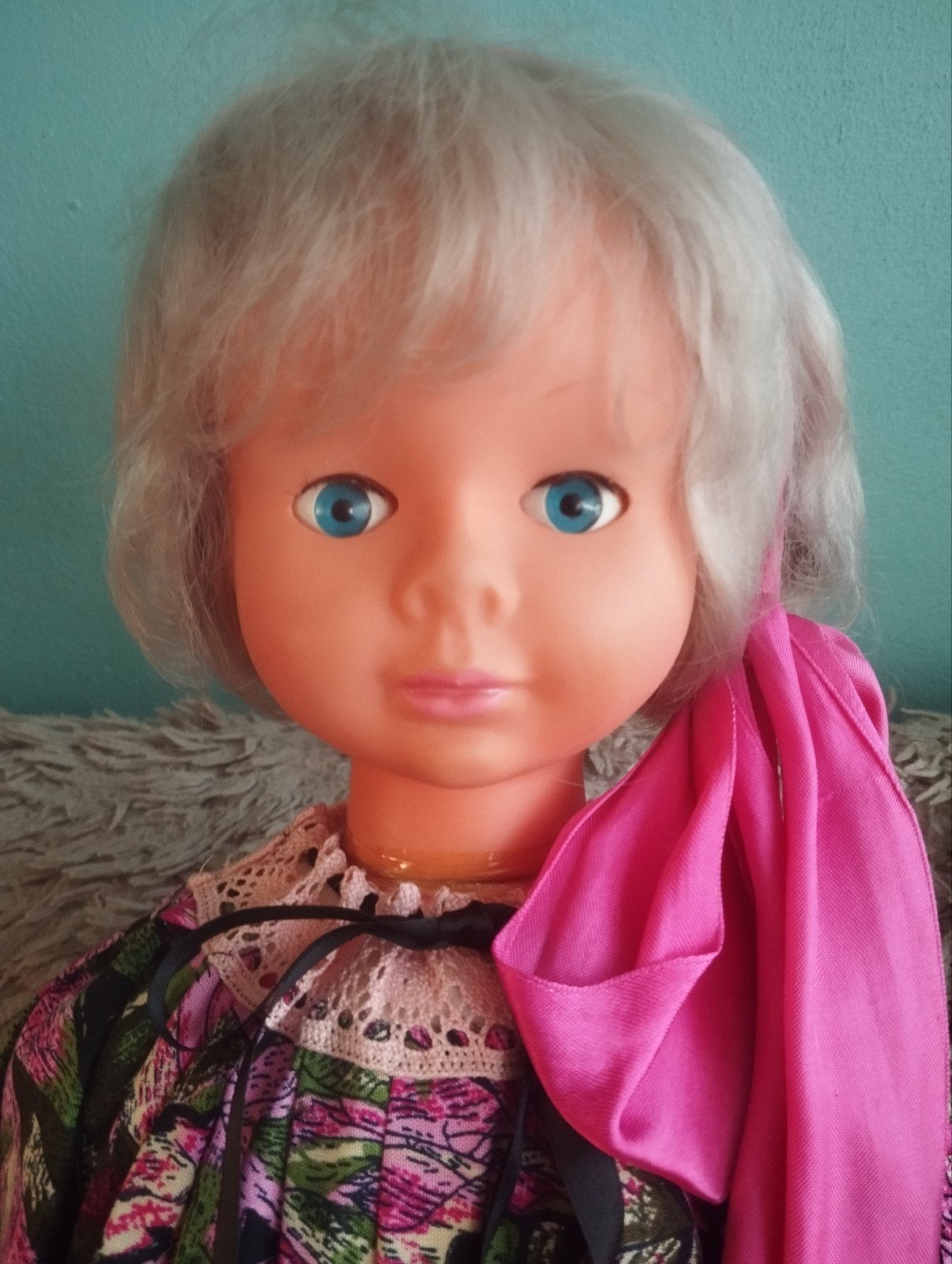 Vintage verzamelpop Made in Italy 67 cm met slaapogen, Ophalen of Verzenden, Gebruikt, Pop