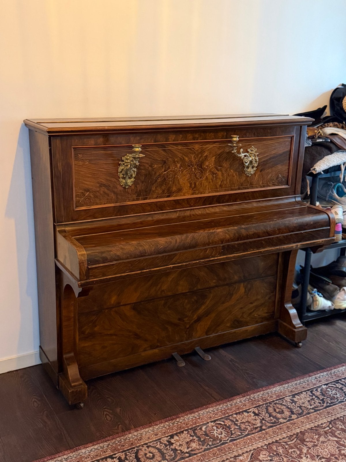 Antieke Ingham Bros Piano - Decoratief en Functioneel, Muziek en Instrumenten, Ophalen, Gebruikt, Bruin, Piano