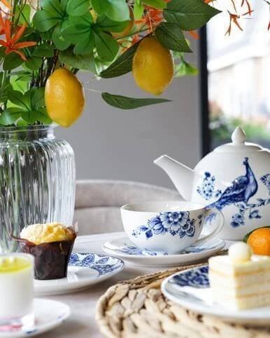 Heinen Delft Blauw kop en schotel Paauw blauw, Huis en Inrichting, Heinen, Overige merken, Nieuw, Ophalen of Verzenden