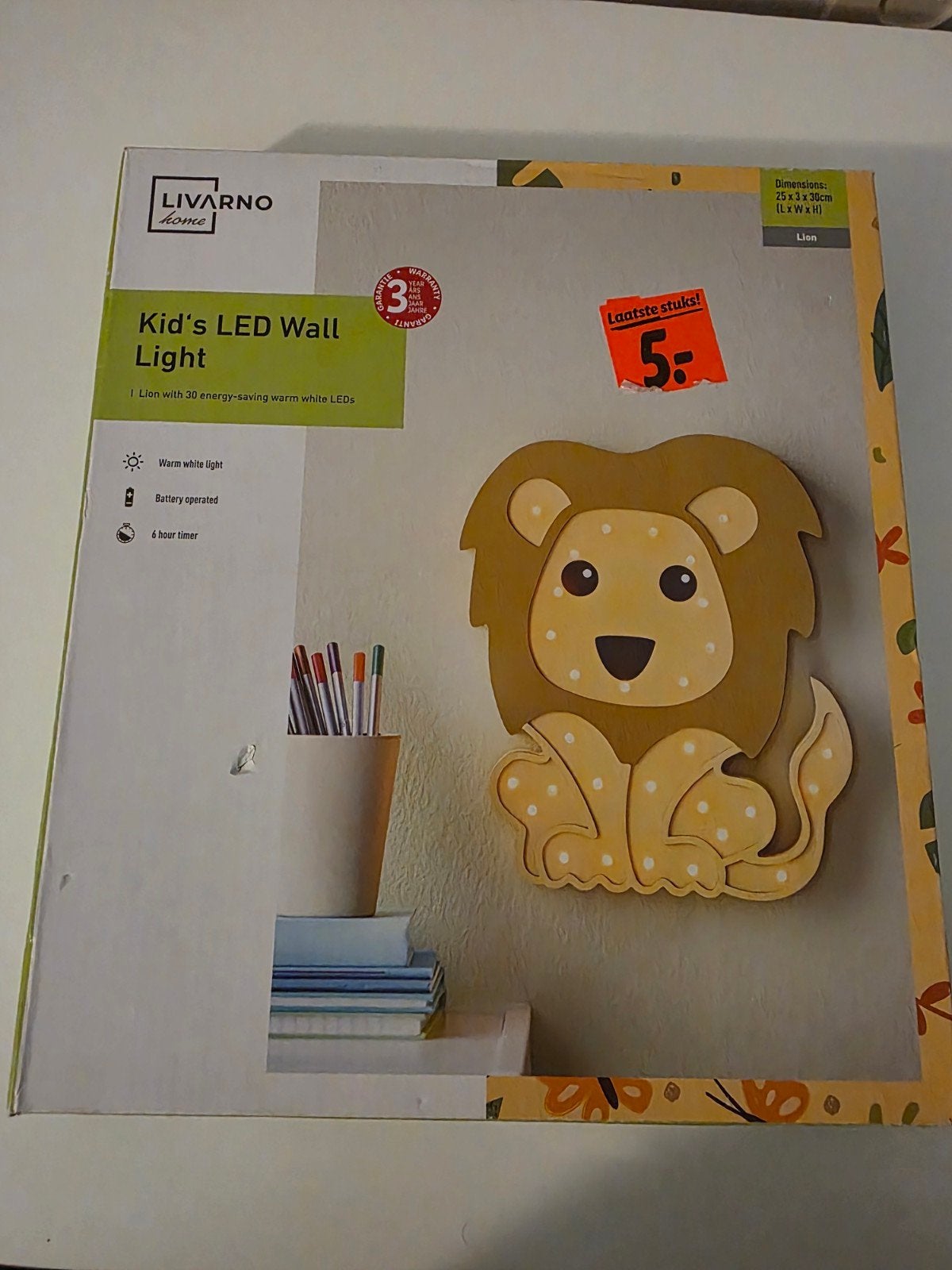Kid's LED Wall Light Leeuw NIEUW, Ophalen of Verzenden, Nieuw, Lamp
