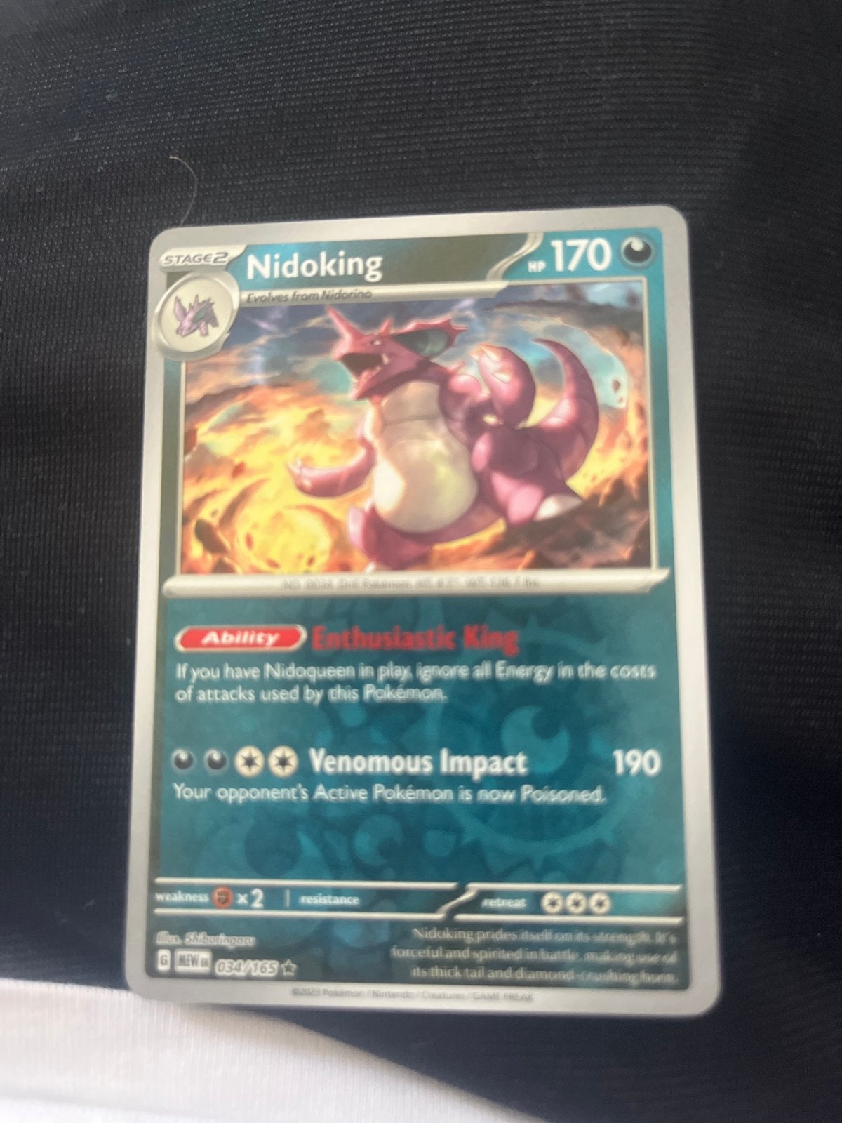 Nidoking Pokemon kaart - Zeldzaam en krachtig!, Ophalen, Zo goed als nieuw, Losse kaart, Foil