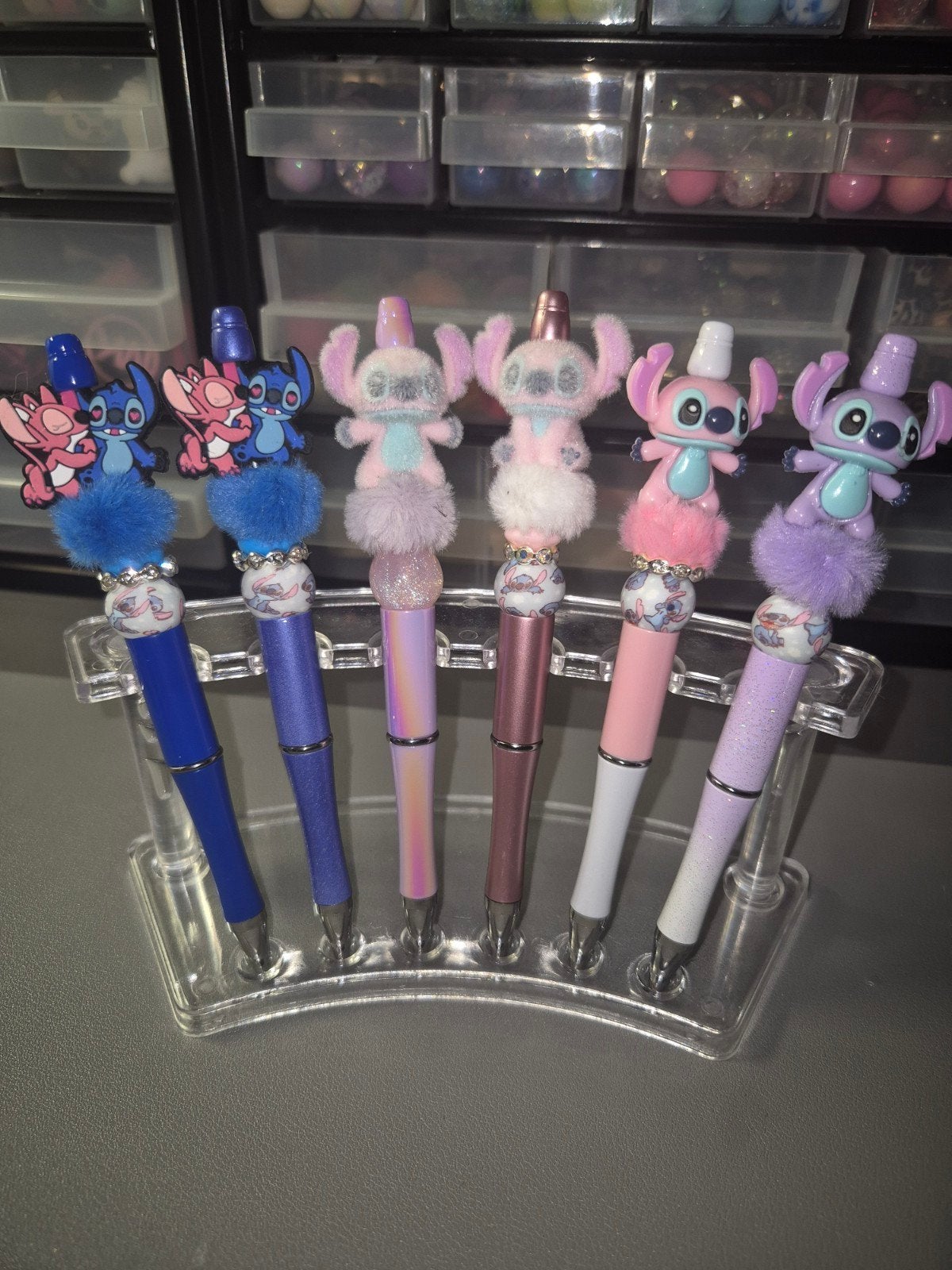 Unieke handgemaakte pennen met Stitch en Hello Kitty, Ophalen of Verzenden, Nieuw, Pennenset, Overige merken