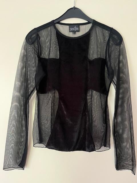 gothic truitje zwart transparant kruis velours Sinister L, Kleding | Dames, Truien en Vesten, Zwart, Maat 42/44 (L), Ophalen of Verzenden