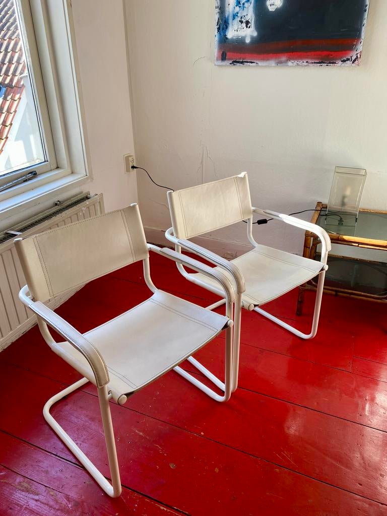 2 replica Mart Stam S34 Bauhaus stijl stoelen, Huis en Inrichting, Stoelen, Ophalen, Gebruikt, Twee, Wit