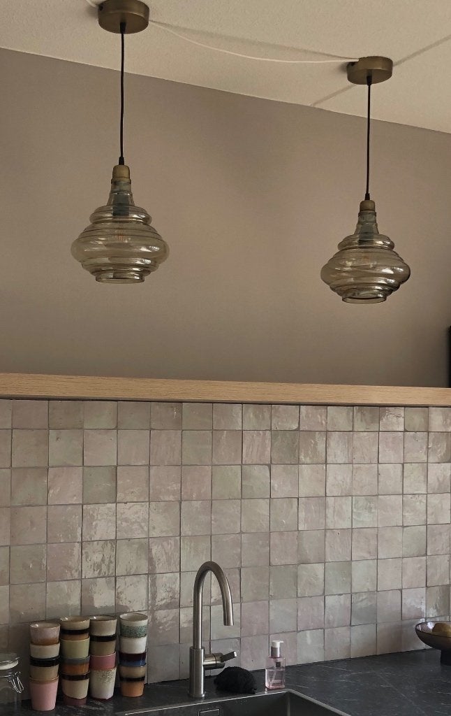 2 x BePureHome Pure Vintage Hanglamp Glas Antique Brass, Ophalen, Zo goed als nieuw, Glas, Minder dan 50 cm