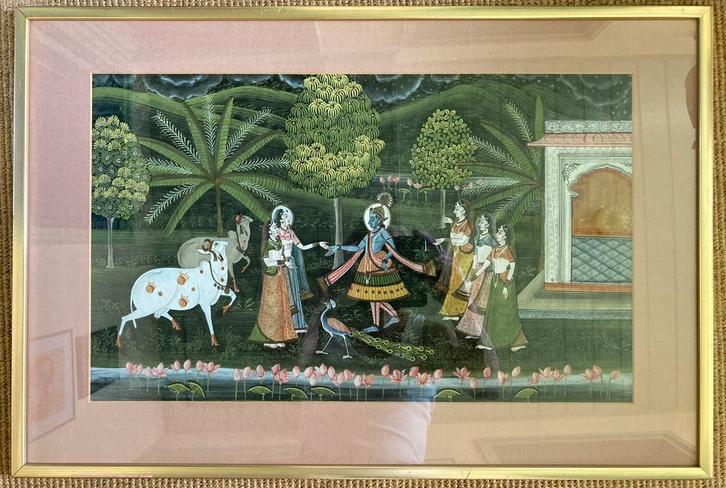 Ingelijste Indiase schildering 40-60 cm, Ophalen of Verzenden