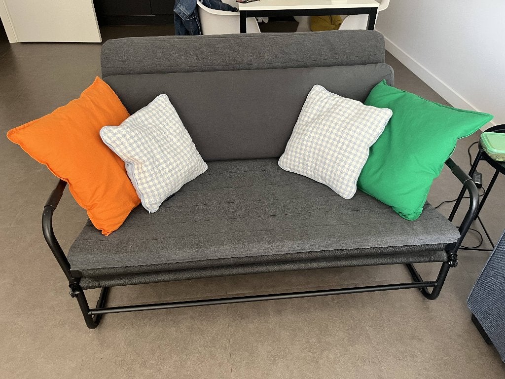 IKEA HAMMARN slaapbank met kussens, Huis en Inrichting, Ophalen, Tweepersoons, Blauw, 140 cm